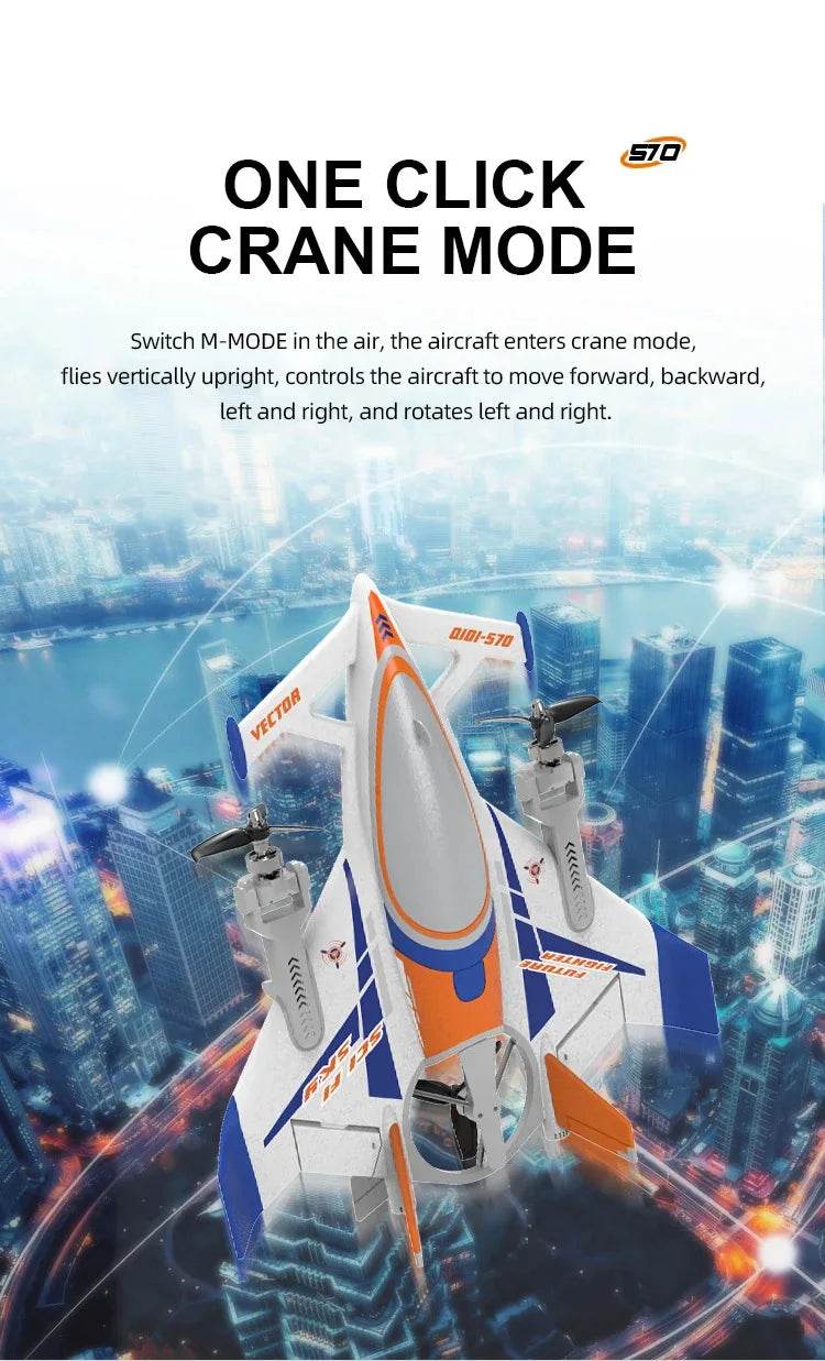 QIDI570 2.4G Remote Control Brushless Motor 3-Axis Vector 8-Channel Fixed-Wing Aircraft Model Toy for Children - ToylandEU