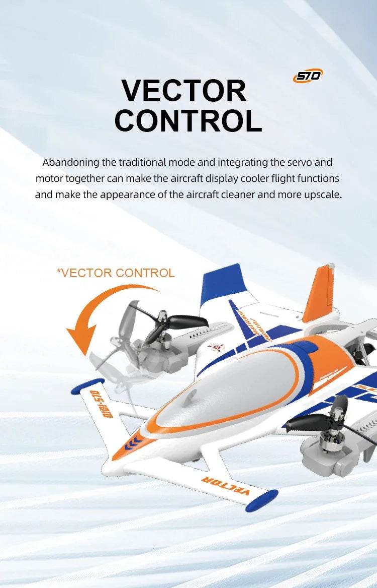 QIDI570 2.4G Remote Control Brushless Motor 3-Axis Vector 8-Channel Fixed-Wing Aircraft Model Toy for Children - ToylandEU