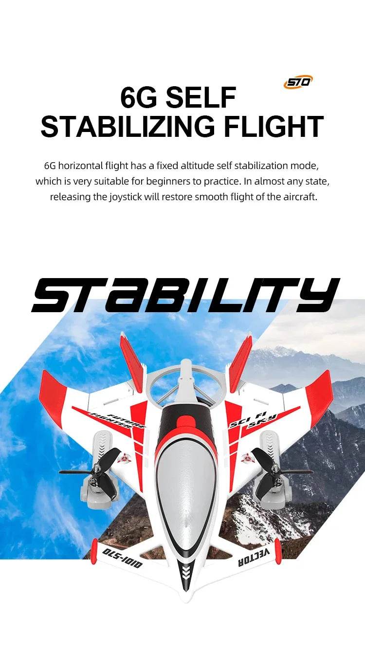 QIDI570 2.4G Remote Control Brushless Motor 3-Axis Vector 8-Channel Fixed-Wing Aircraft Model Toy for Children - ToylandEU