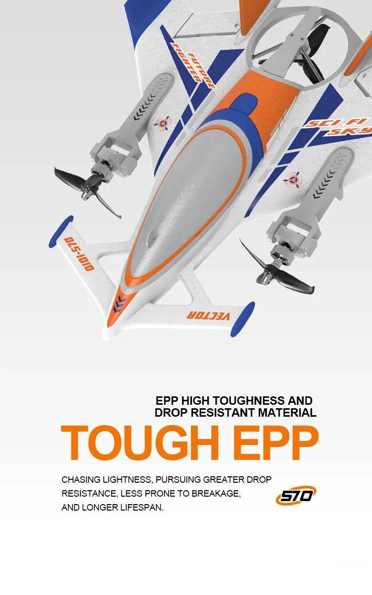 QIDI570 2.4G Remote Control Brushless Motor 3-Axis Vector 8-Channel Fixed-Wing Aircraft Model Toy for Children - ToylandEU