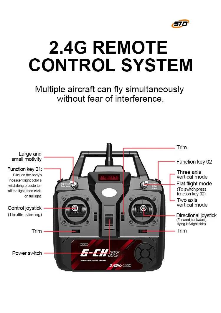 QIDI570 2.4G Remote Control Brushless Motor 3-Axis Vector 8-Channel Fixed-Wing Aircraft Model Toy for Children - ToylandEU