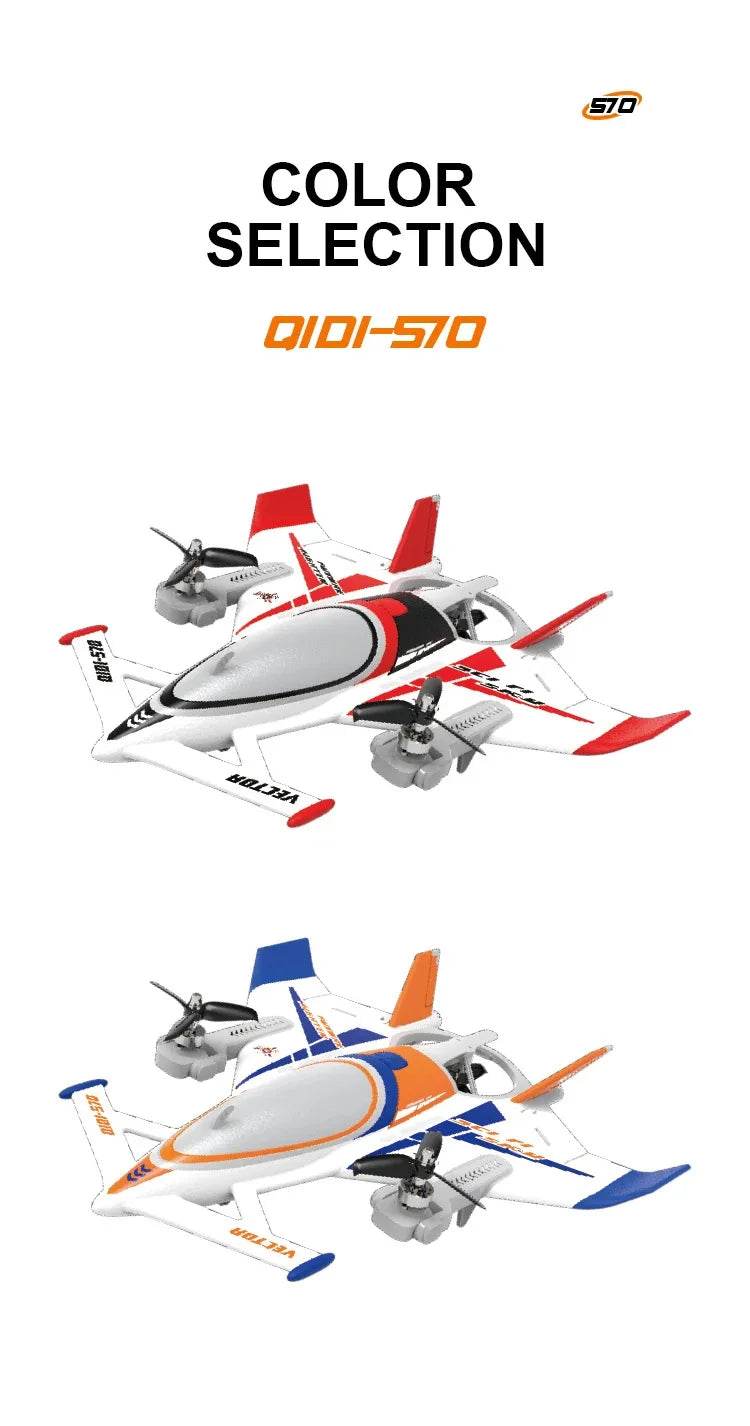 QIDI570 2.4G Remote Control Brushless Motor 3-Axis Vector 8-Channel Fixed-Wing Aircraft Model Toy for Children - ToylandEU