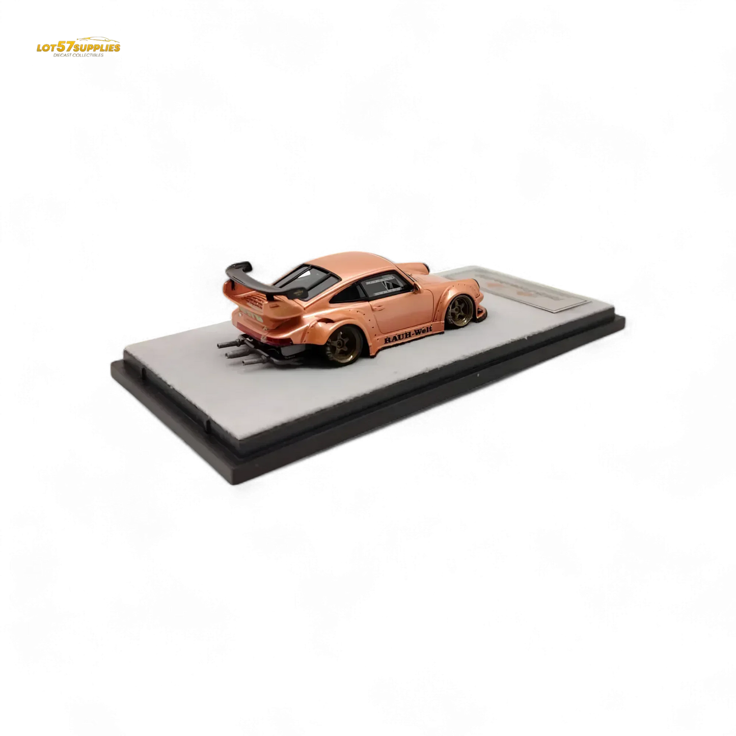 QIDIAN Porsche RWB 930 GT Wing in Champagne Gold Resin Model 1:64 - ToylandEU
