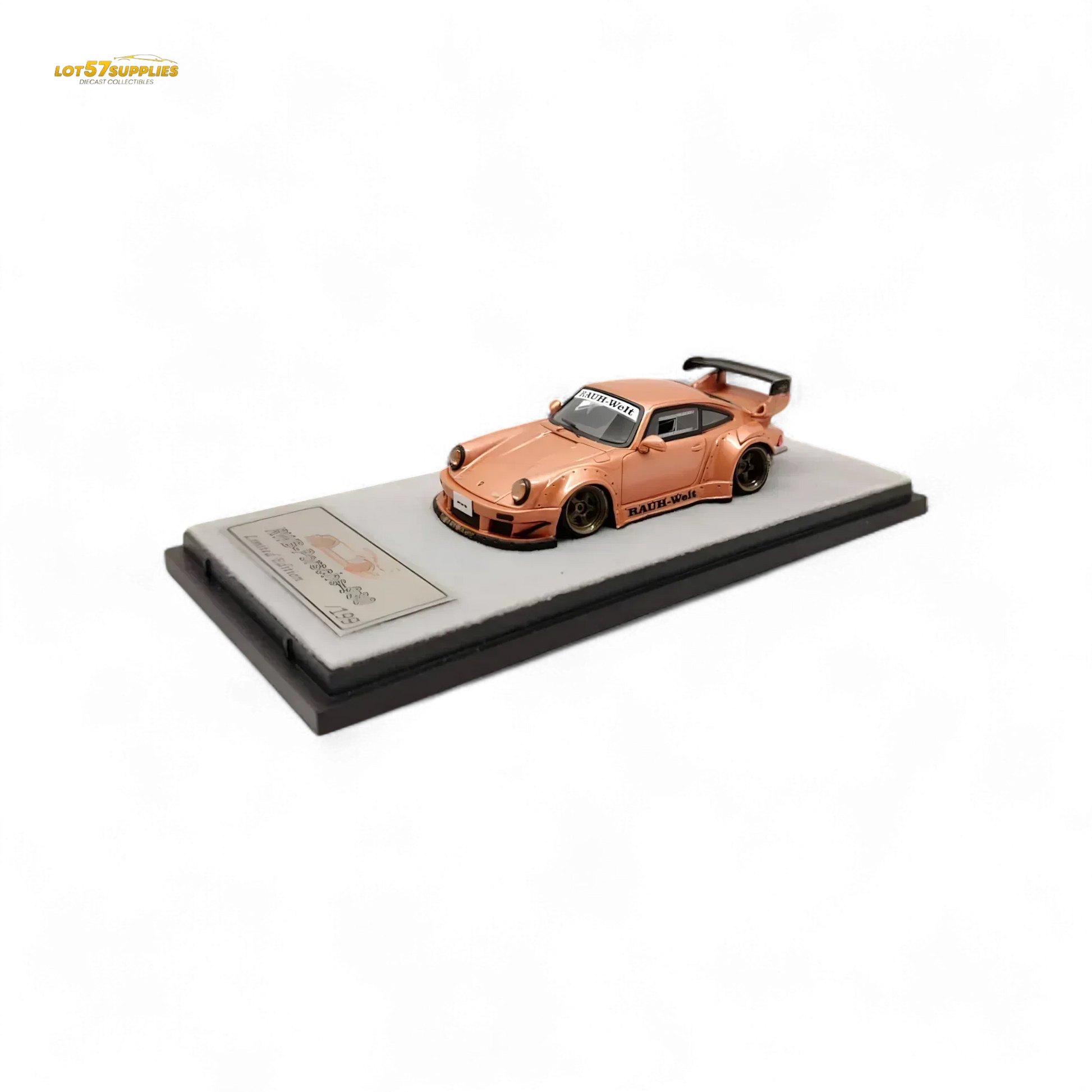 QIDIAN Porsche RWB 930 GT Wing in Champagne Gold Resin Model 1:64 - ToylandEU