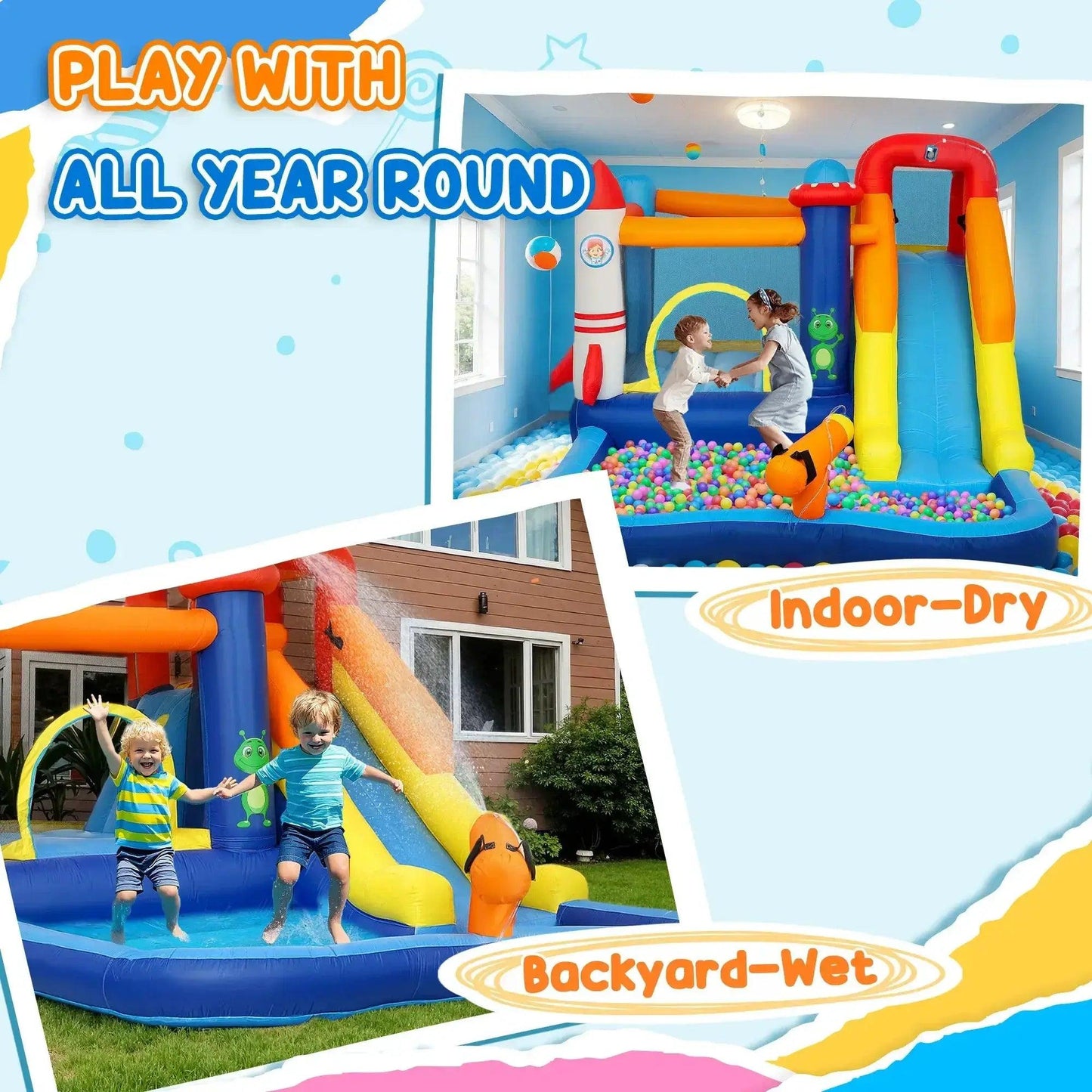  Qaba 8 In 1 Inflatable Water Slide Bounce House -  ToylandEU™