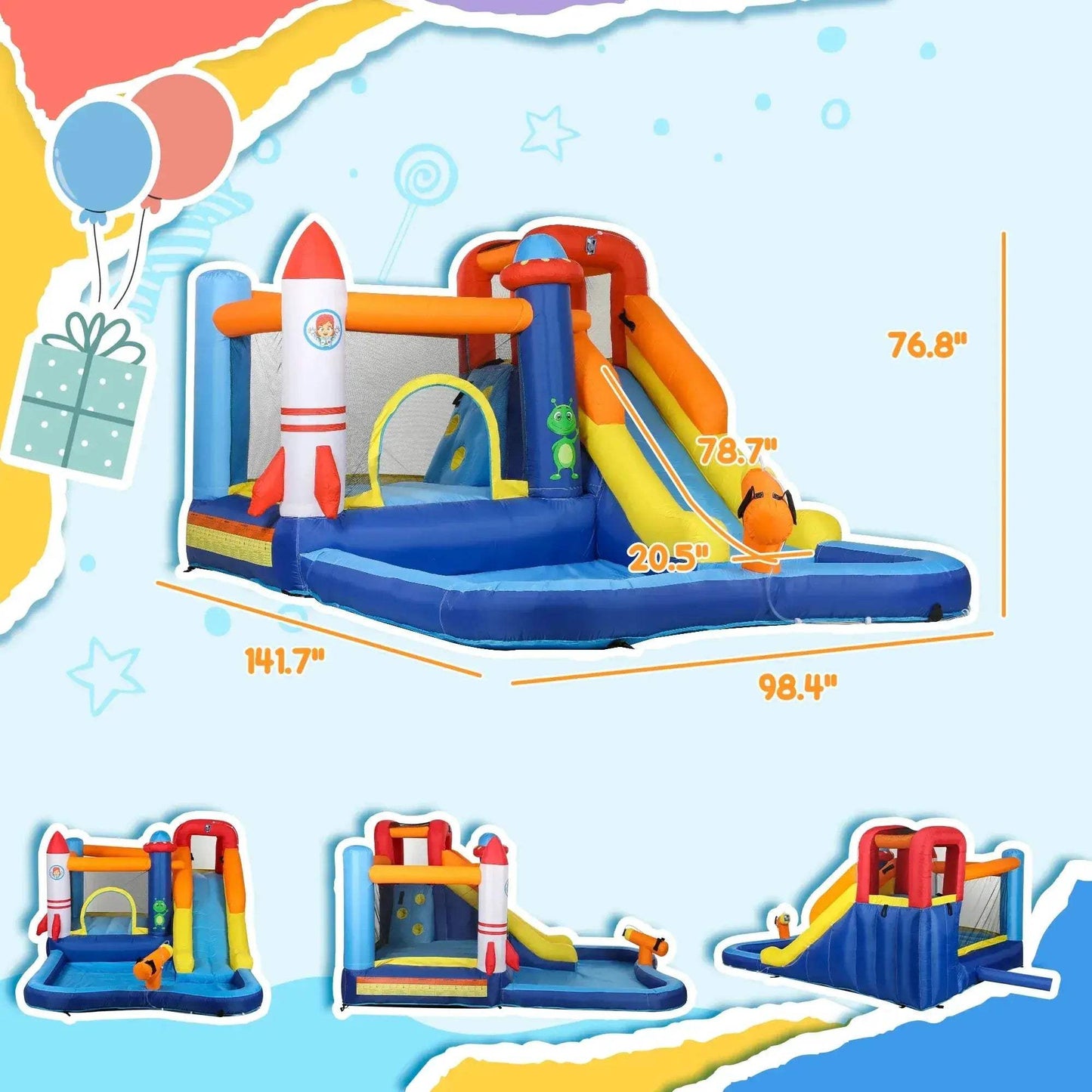 Qaba 8 In 1 Inflatable Water Slide Bounce House Fun - ToylandEU
