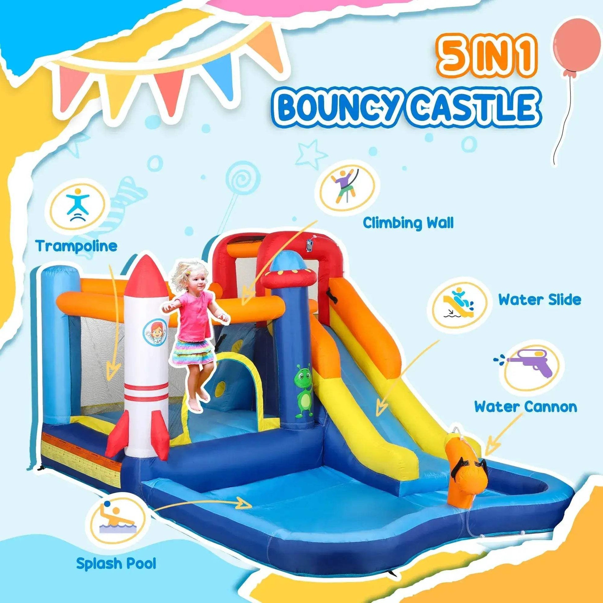 Qaba 8 In 1 Inflatable Water Slide Bounce House Fun - ToylandEU