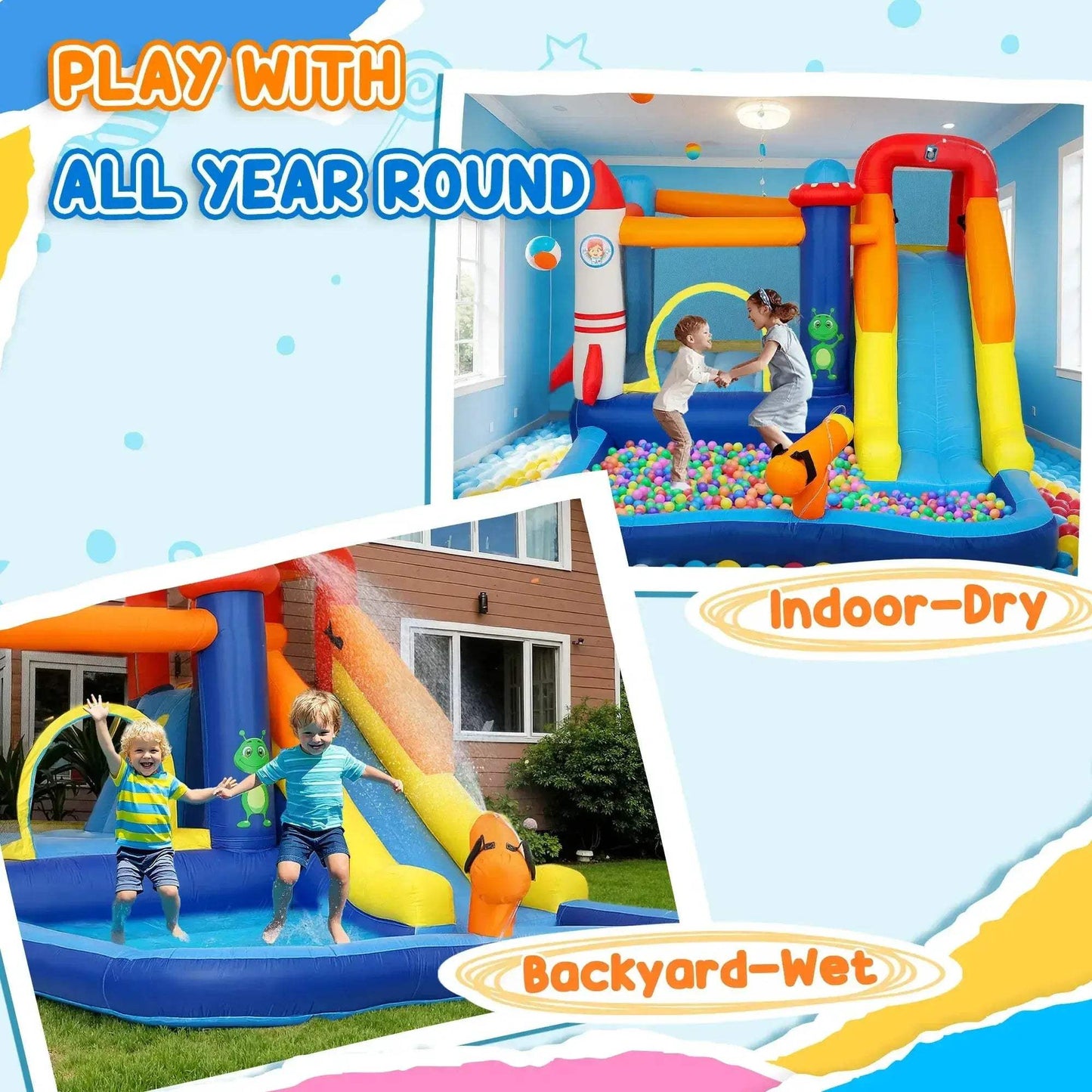 Qaba 8 In 1 Inflatable Water Slide Bounce House Fun - ToylandEU