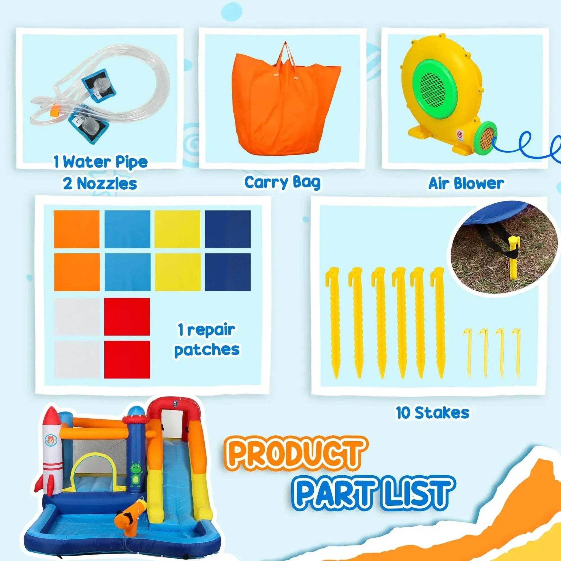 Qaba 8 In 1 Inflatable Water Slide Bounce House Fun - ToylandEU