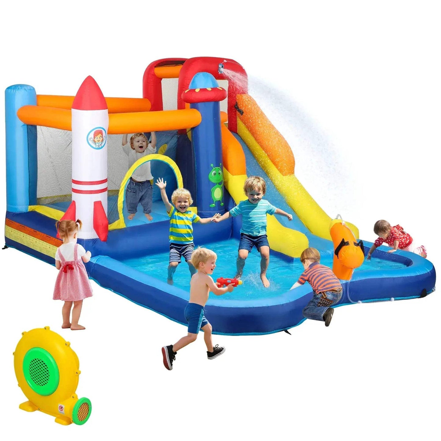 Qaba 8 In 1 Inflatable Water Slide Bounce House Fun - ToylandEU