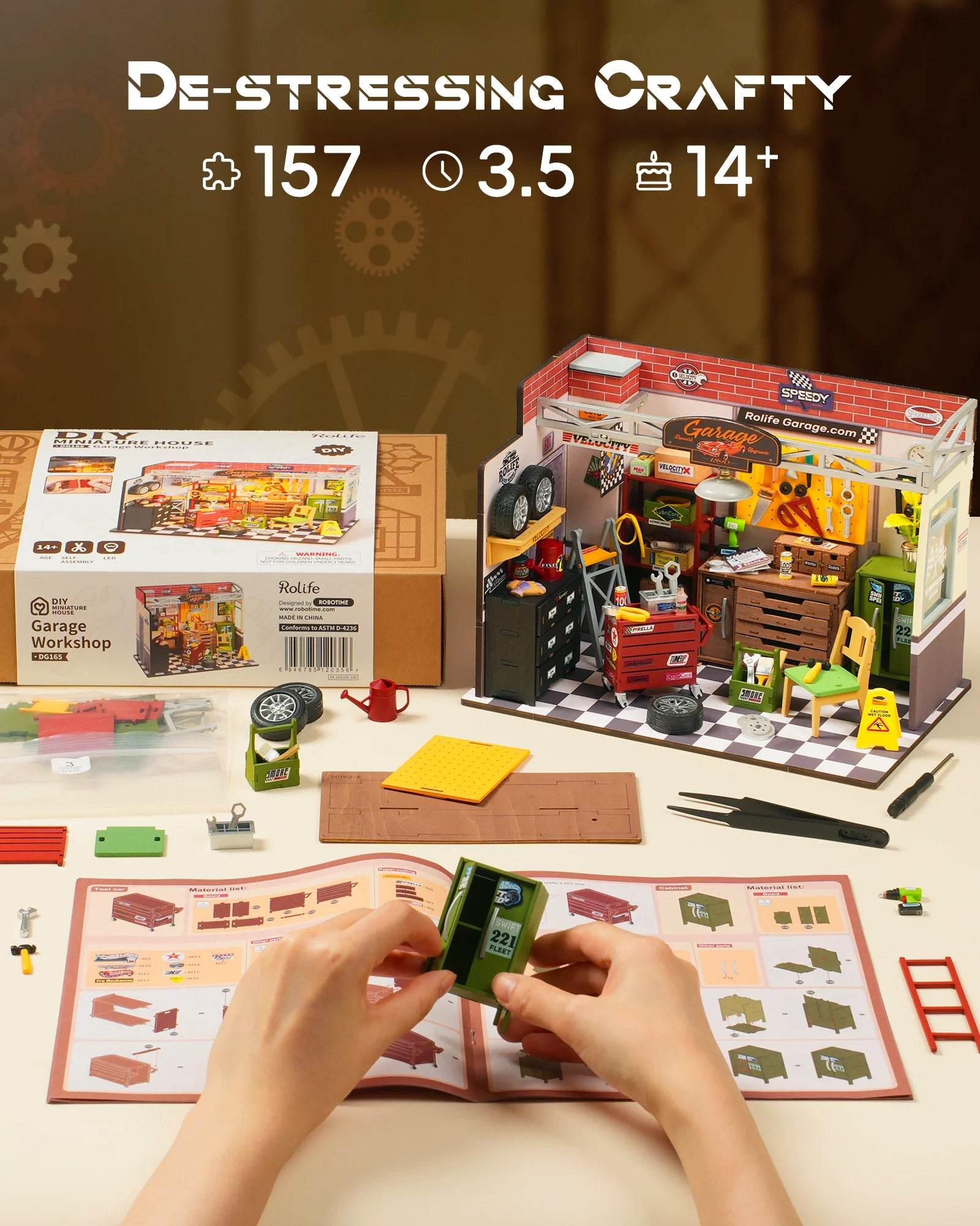 Quality Dollhouse Kit Mini Garage Workshop LED Light Kids - ToylandEU