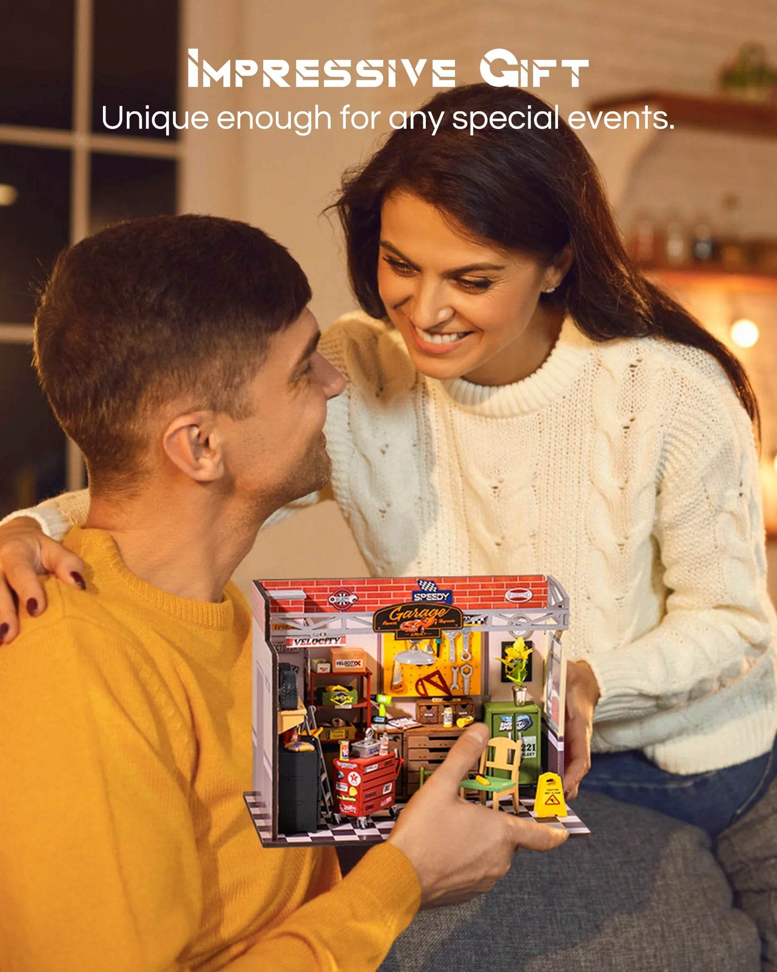 Quality Dollhouse Kit Mini Garage Workshop LED Light Kids - ToylandEU