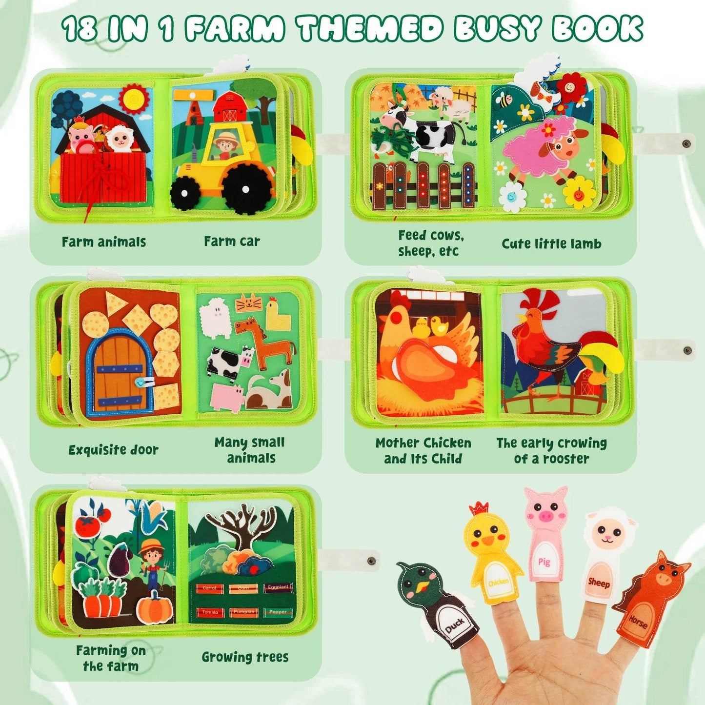 Quiet Books for Toddlers Soft Baby Books Sensory Learning - ToylandEU