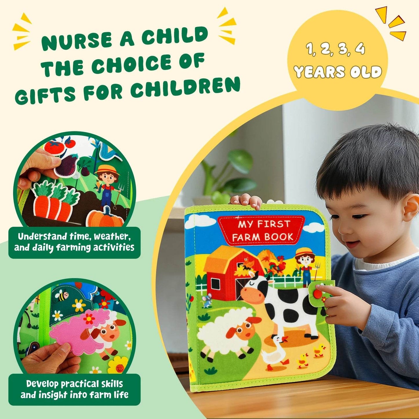 Quiet Books for Toddlers Soft Baby Books Sensory Learning - ToylandEU