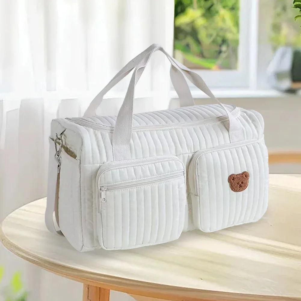 Quilted Baby Diaper Bag Large Capacity Weekender Bag Travel Bag for Hospital and Weekender Travel - ToylandEU