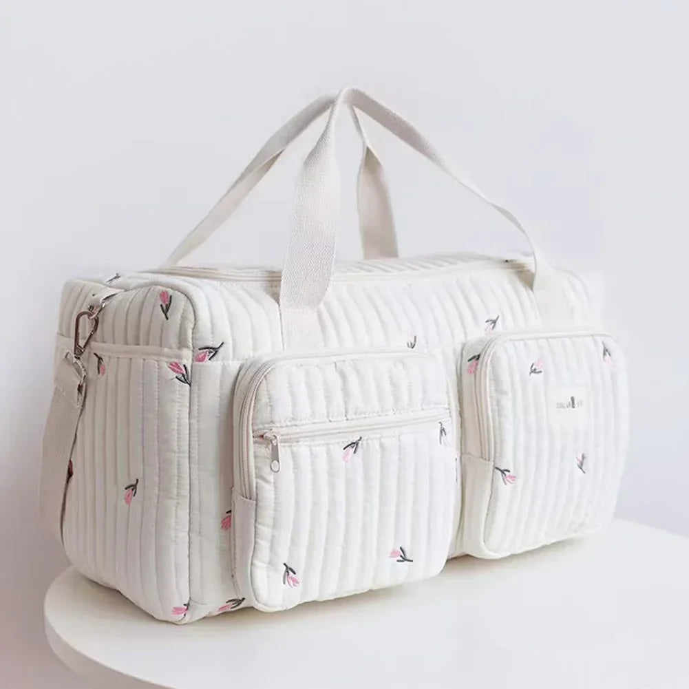 Quilted Baby Diaper Bag Large Capacity Weekender Bag Travel Bag for Hospital and Weekender Travel - ToylandEU