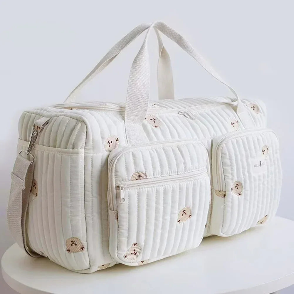 Quilted Baby Diaper Bag Large Capacity Weekender Bag Travel Bag for Hospital and Weekender Travel - ToylandEU