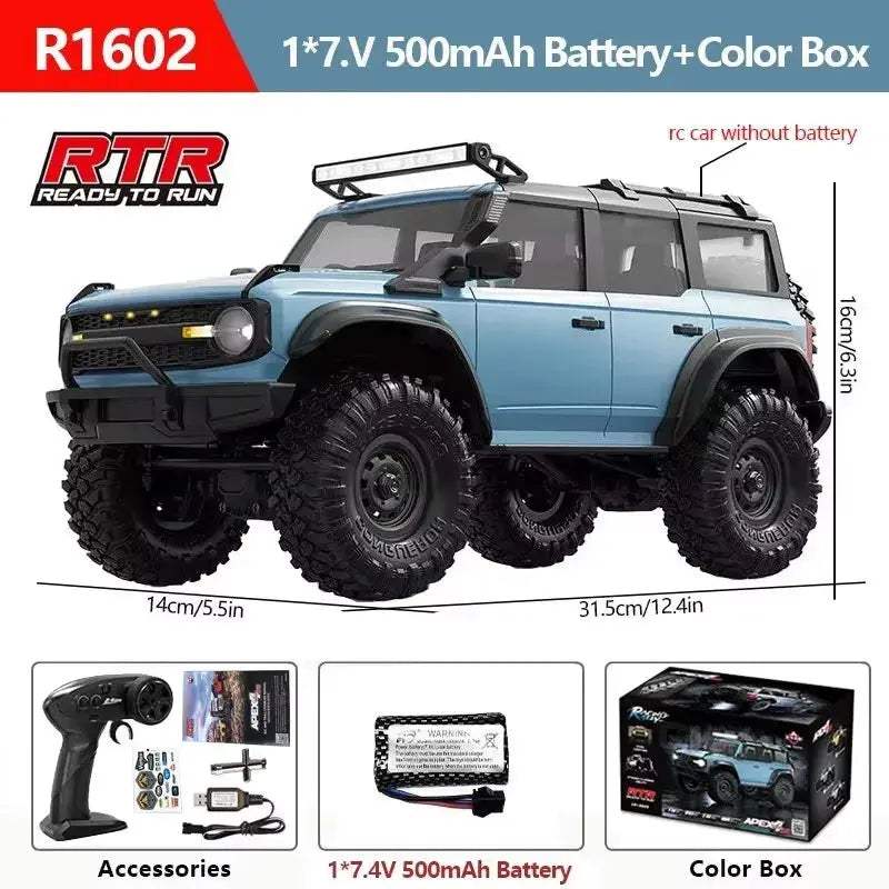 R1601 1:16 4WD RC Car Off-Road LED Headlights Monster Truck - ToylandEU