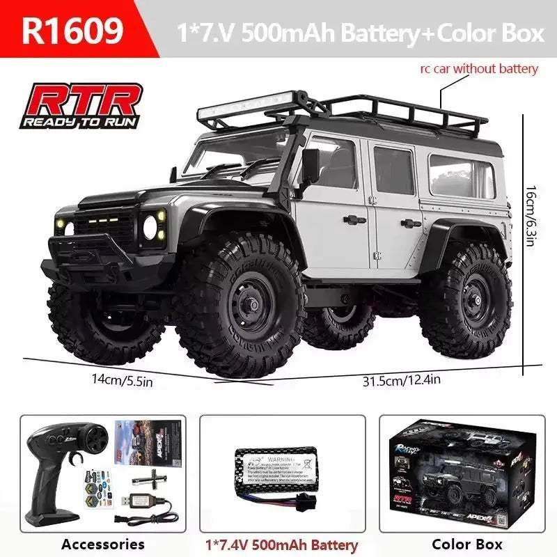 R1601 1:16 4WD RC Car Off-Road LED Headlights Monster Truck - ToylandEU