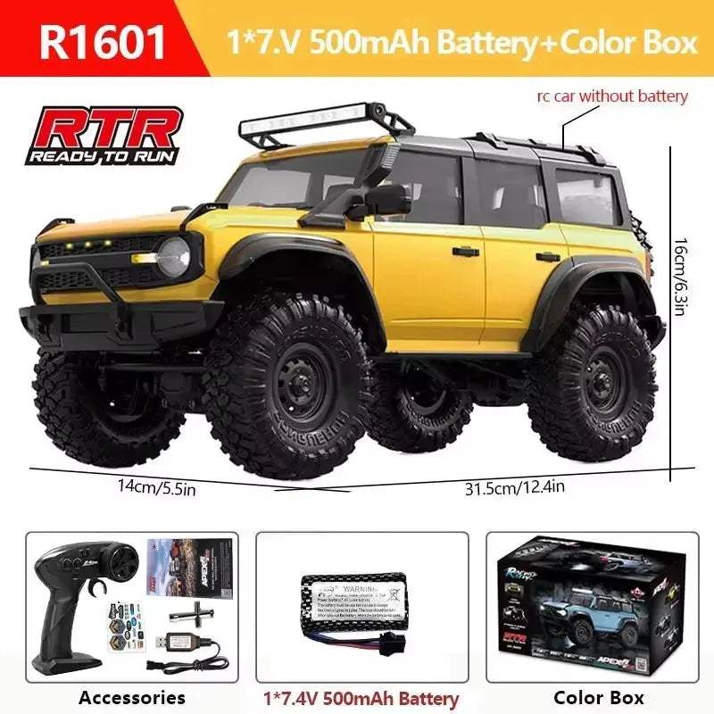R1601 1:16 4WD RC Car Off-Road LED Headlights Monster Truck - ToylandEU