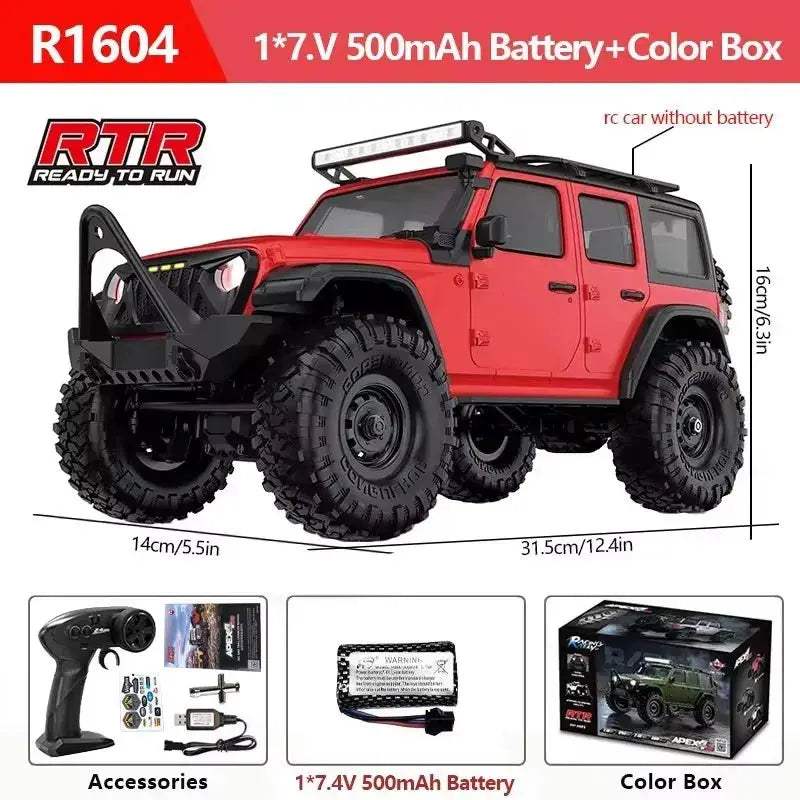R1601 1:16 4WD RC Car Off-Road LED Headlights Monster Truck - ToylandEU