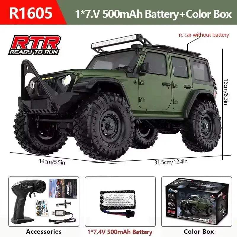 R1601 1:16 4WD RC Car Off-Road LED Headlights Monster Truck - ToylandEU