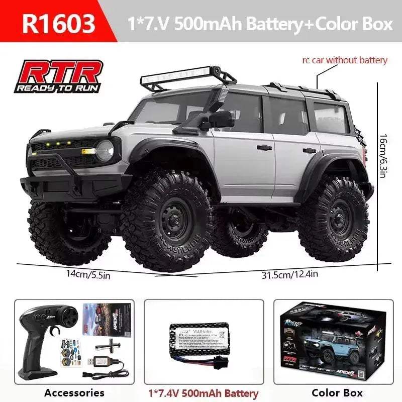 R1601 1:16 4WD RC Car Off-Road LED Headlights Monster Truck - ToylandEU