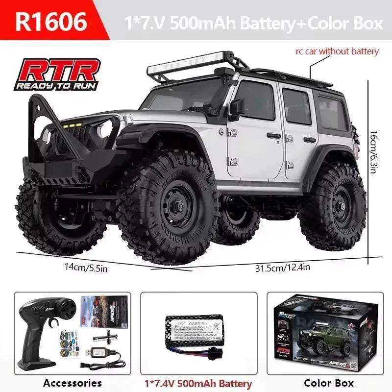 R1601 1:16 4WD RC Car Off-Road LED Headlights Monster Truck - ToylandEU