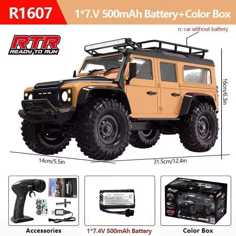 R1601 1:16 4WD RC Car Off-Road LED Headlights Monster Truck - ToylandEU