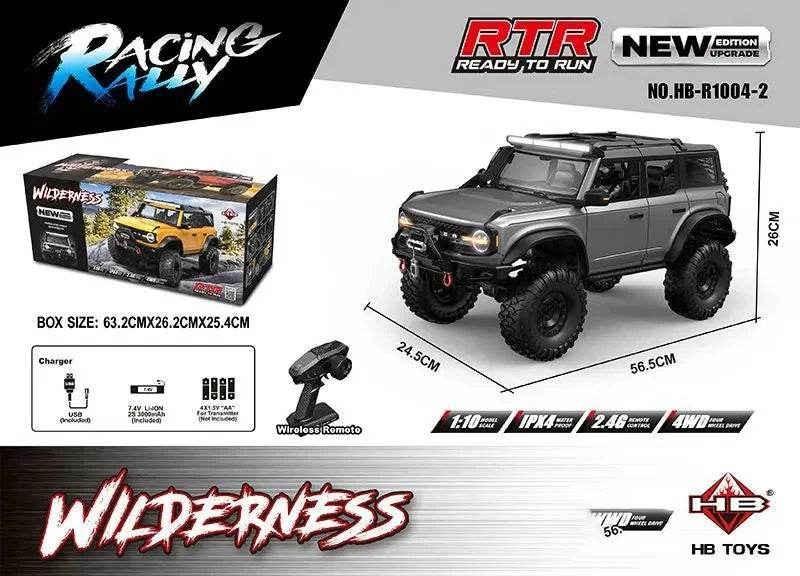 RC 1/10 Scale 4WD Remote Control Off-Road Rock Crawler - Full Proportional RC Climbing Car with LED Lights and Lithium Battery - ToylandEU