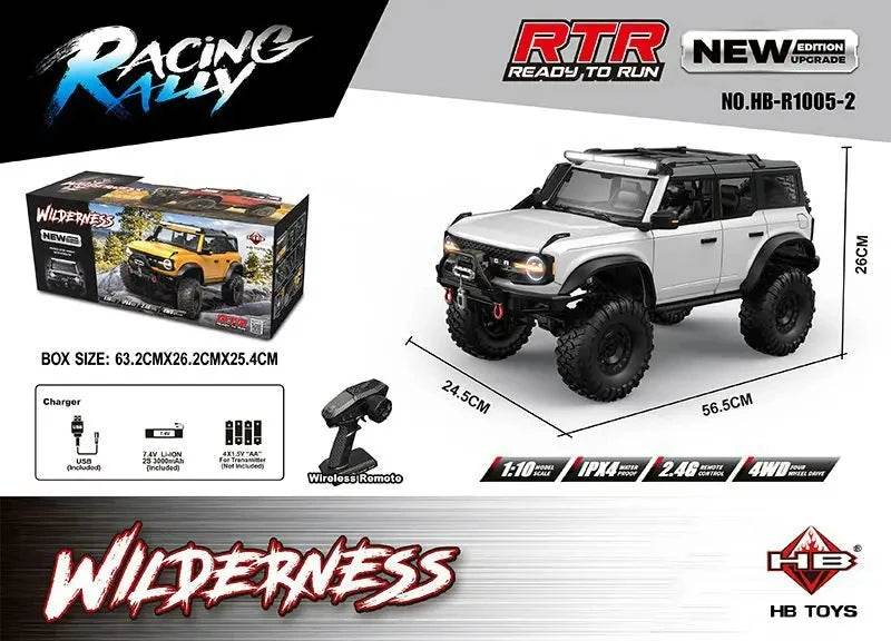 RC 1/10 Scale 4WD Remote Control Off-Road Rock Crawler - Full Proportional RC Climbing Car with LED Lights and Lithium Battery - ToylandEU