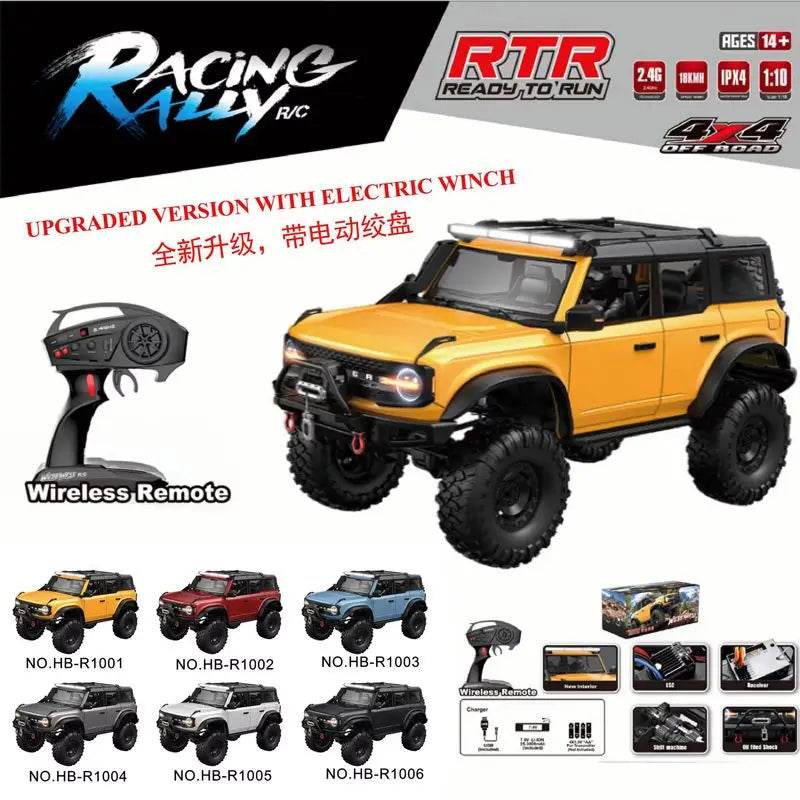 RC 1/10 Scale Remote Control Off-Road Rock Crawler Truck - 4WD RTR Climbing Vehicle with LED Lights and Lithium Battery - ToylandEU