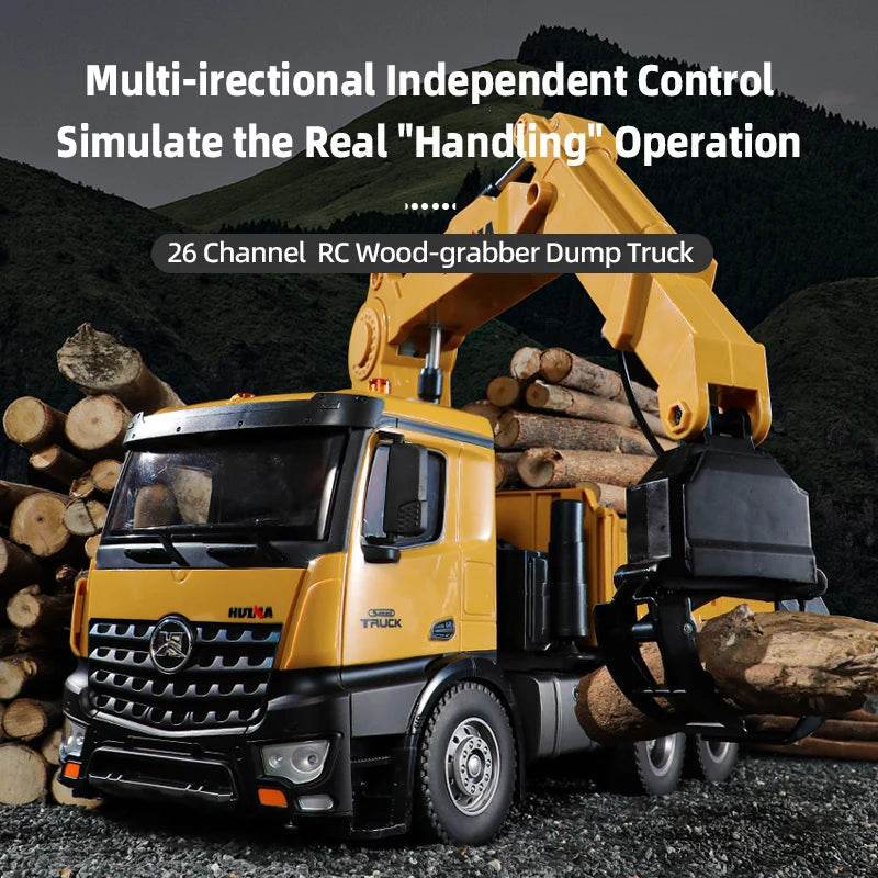 RC 1:14 Scale Alloy RC Excavator Dump Truck with Wood Grabber - Heavy Duty Fun - ToylandEU