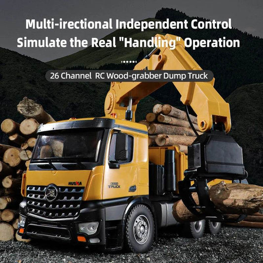 RC 1:14 Scale Alloy RC Excavator Dump Truck with Wood Grabber - Heavy Duty Fun - ToylandEU