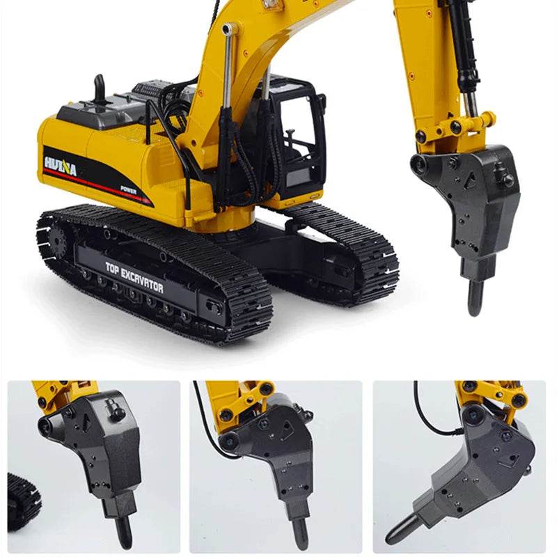 RC 1:14 Scale Alloy Remote Control Excavator - Huina 1580 Metal Edition - ToylandEU