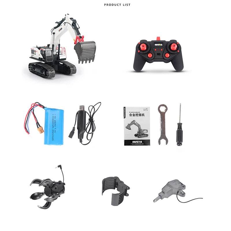 RC 1/14 Scale Metal Remote Control Excavator Model - Lights & Sounds - ToylandEU