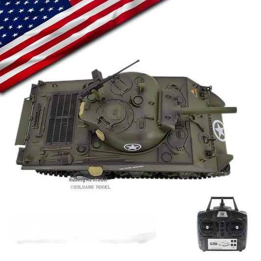 RC 1:16 Scale M4A3 Sherman Electric Remote Control Tank with Telescopic Gun Tube - Military Model Toy - ToylandEU