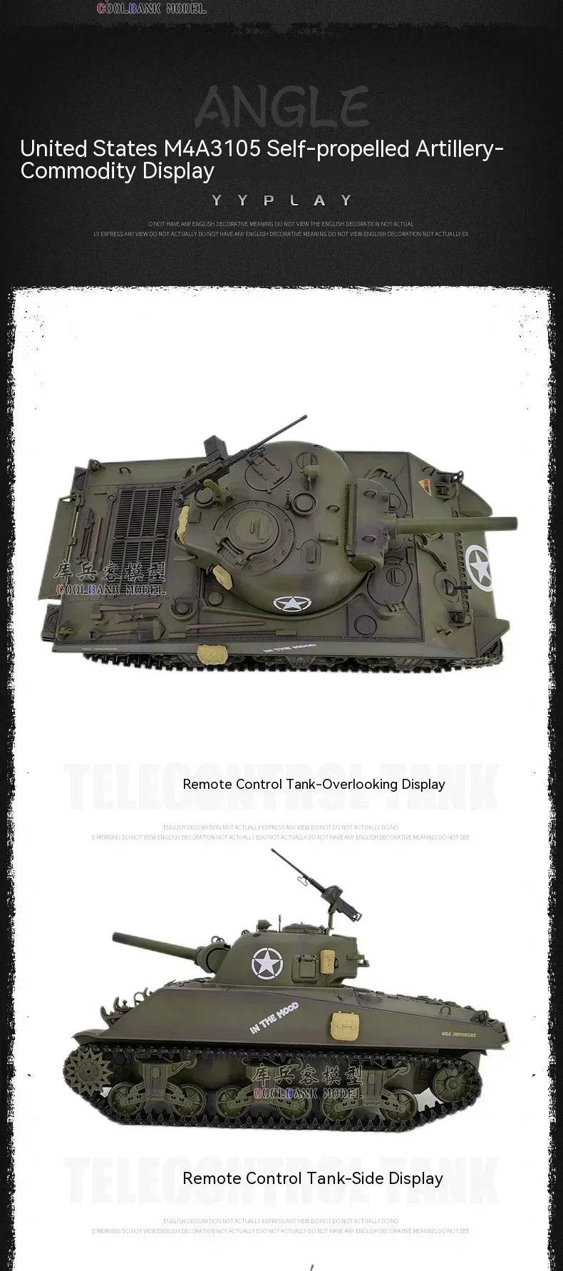RC 1:16 Scale M4A3 Sherman Electric Remote Control Tank with Telescopic Gun Tube - Military Model Toy - ToylandEU