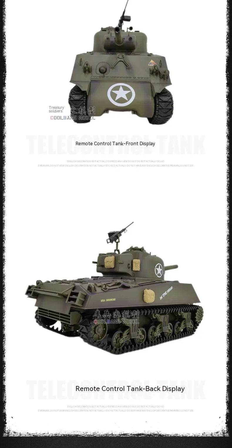 RC 1:16 Scale M4A3 Sherman Electric Remote Control Tank with Telescopic Gun Tube - Military Model Toy - ToylandEU