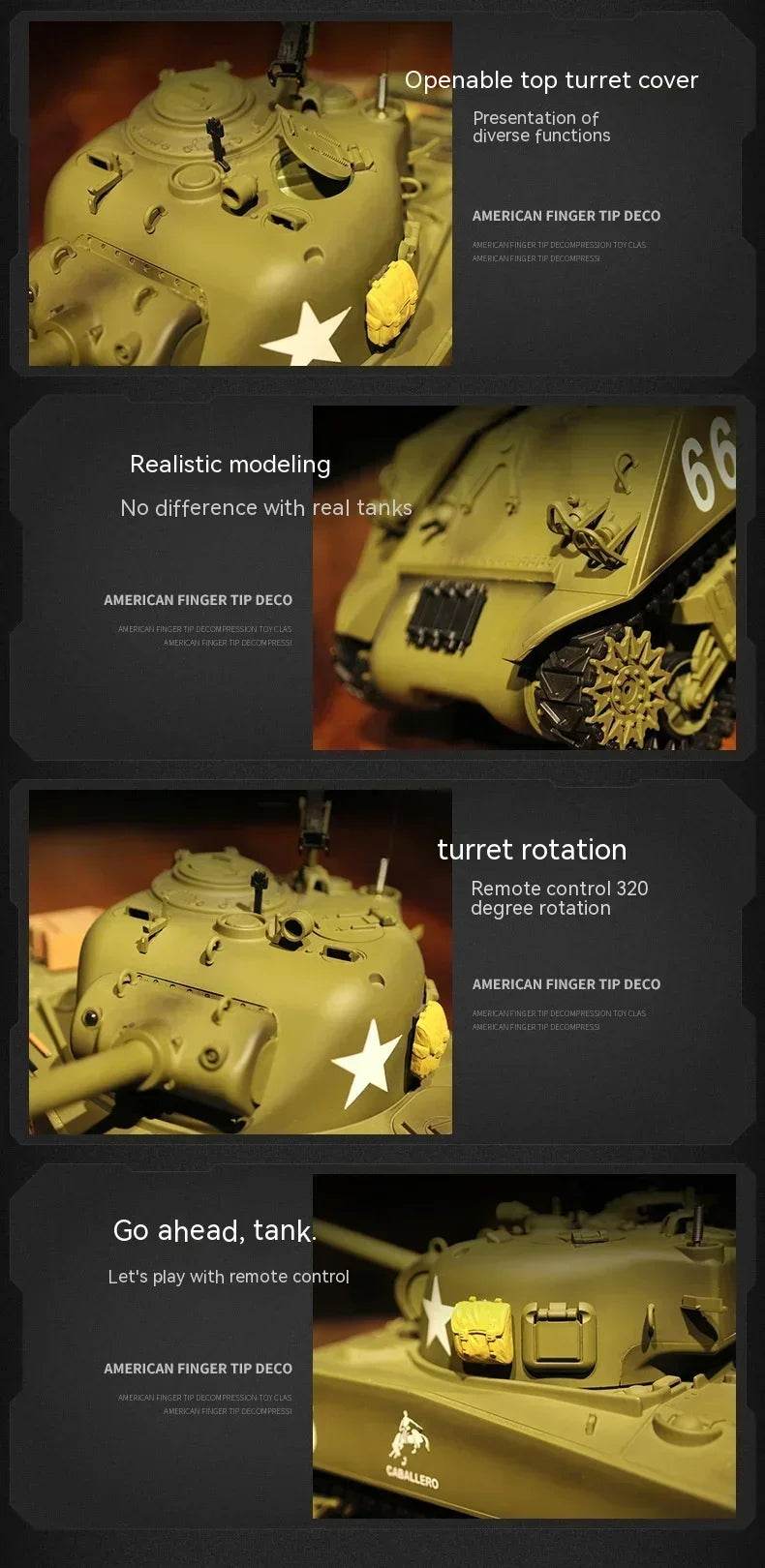 RC 1:16 Scale M4A3 Sherman Electric Remote Control Tank with Telescopic Gun Tube - Military Model Toy - ToylandEU