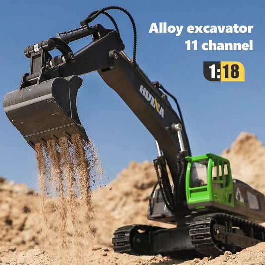 RC 1:18 Scale Remote Control Alloy Excavator - Realistic 11 Channel Model - ToylandEU
