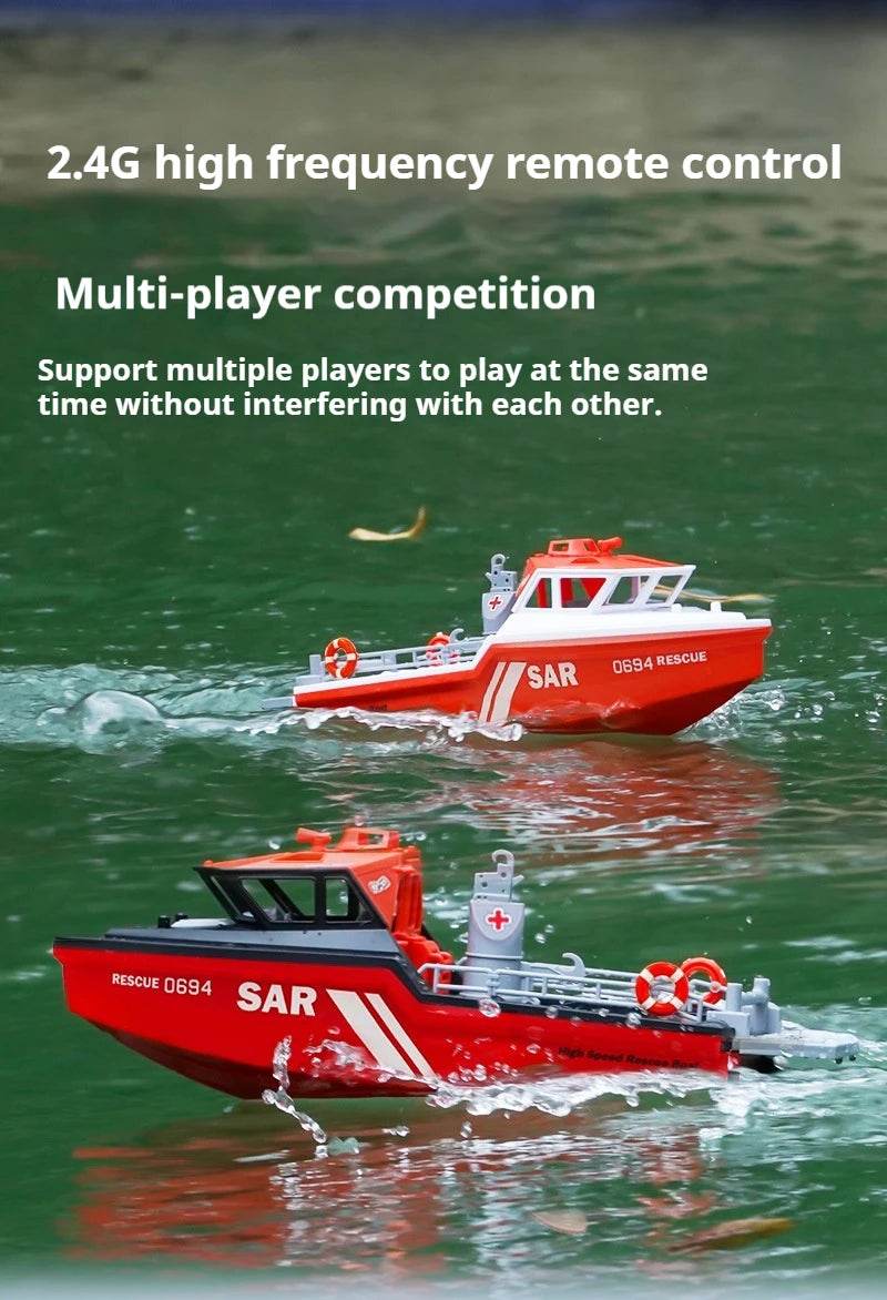 RC 1/32 Scale RC Rescue Tugboat - High-Speed 2.4G Wireless Remote Control with Brushless Motor, Ideal Gift for Captains and Adventurers Age 14+ - ToylandEU