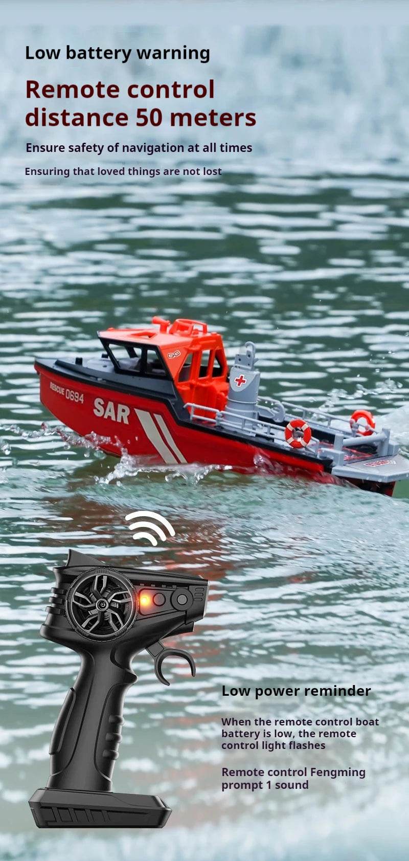 RC 1/32 Scale RC Rescue Tugboat - High-Speed 2.4G Wireless Remote Control with Brushless Motor, Ideal Gift for Captains and Adventurers Age 14+ - ToylandEU