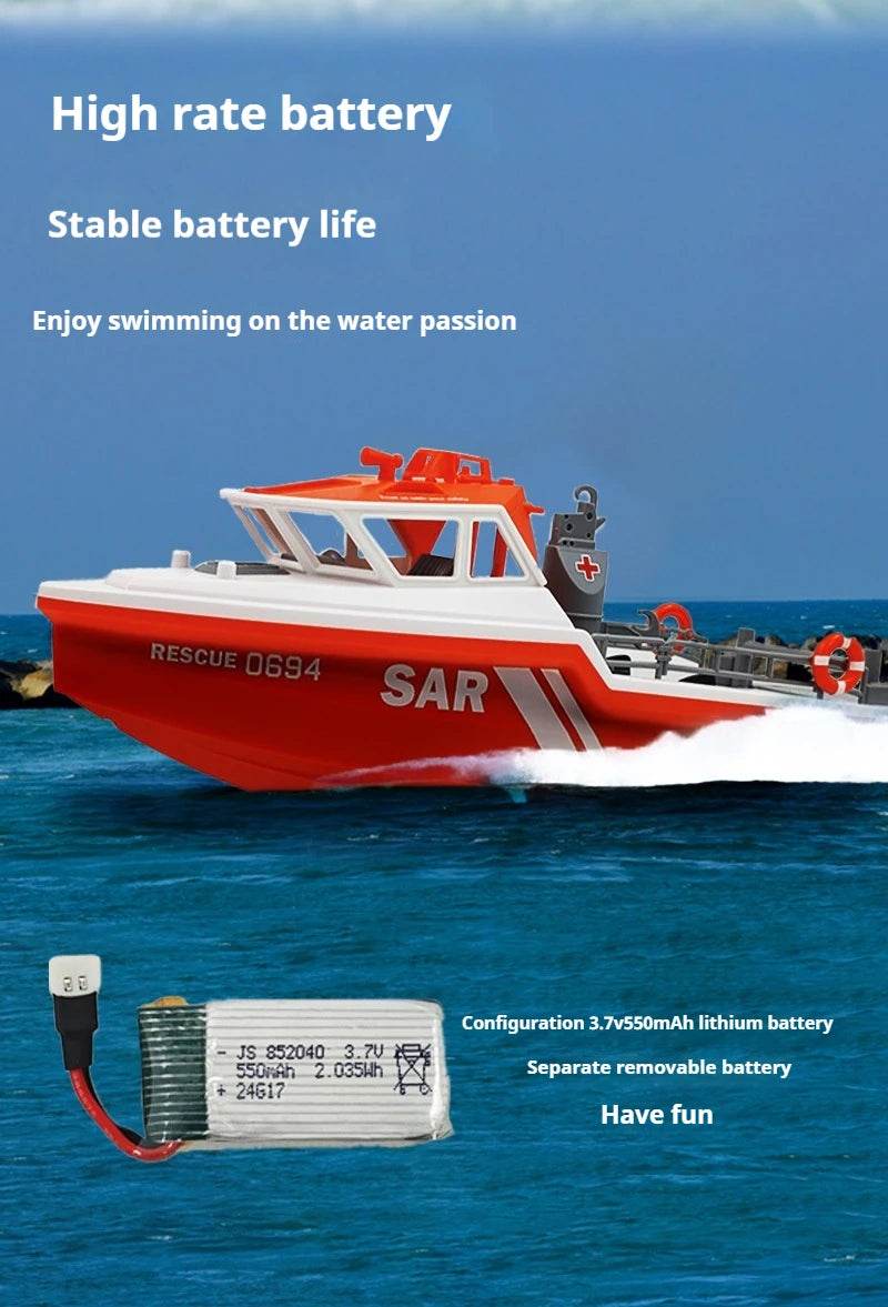 RC 1/32 Scale RC Rescue Tugboat - High-Speed 2.4G Wireless Remote Control with Brushless Motor, Ideal Gift for Captains and Adventurers Age 14+ - ToylandEU