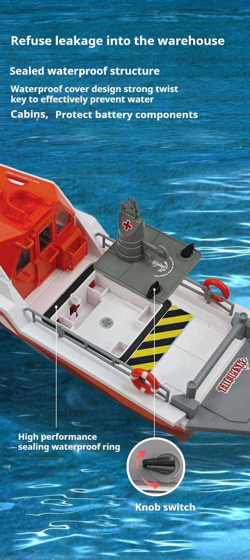 RC 1/32 Scale RC Rescue Tugboat - High-Speed 2.4G Wireless Remote Control with Brushless Motor, Ideal Gift for Captains and Adventurers Age 14+ - ToylandEU