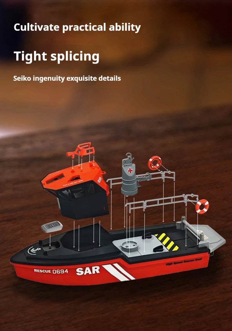 RC 1/32 Scale RC Rescue Tugboat - High-Speed 2.4G Wireless Remote Control with Brushless Motor, Ideal Gift for Captains and Adventurers Age 14+ - ToylandEU