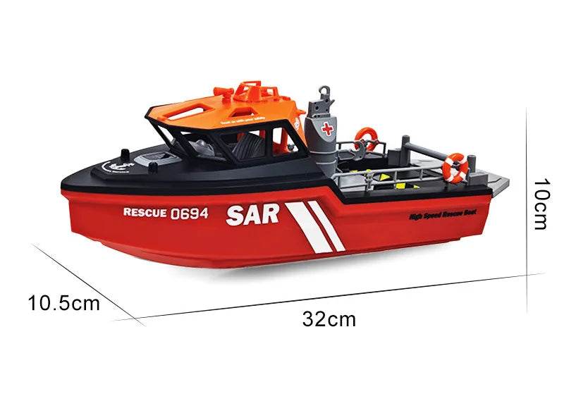 RC 1/32 Scale RC Rescue Tugboat - High-Speed 2.4G Wireless Remote Control with Brushless Motor, Ideal Gift for Captains and Adventurers Age 14+ - ToylandEU