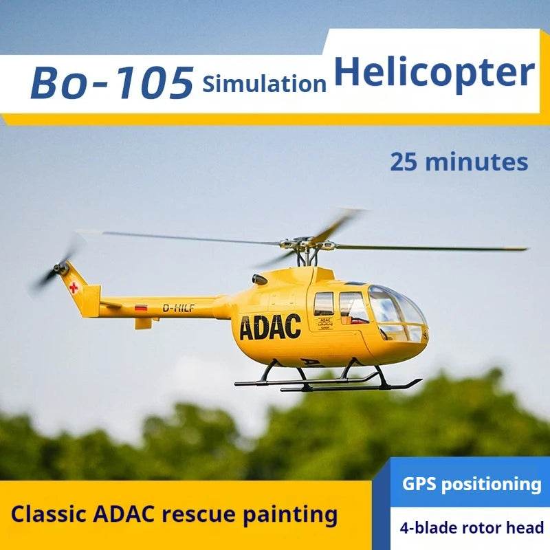 RC 10-Channel Remote Control Simulation Helicopter BO-105 with Double Propellers and Self-Stabilizing Feature - ToylandEU