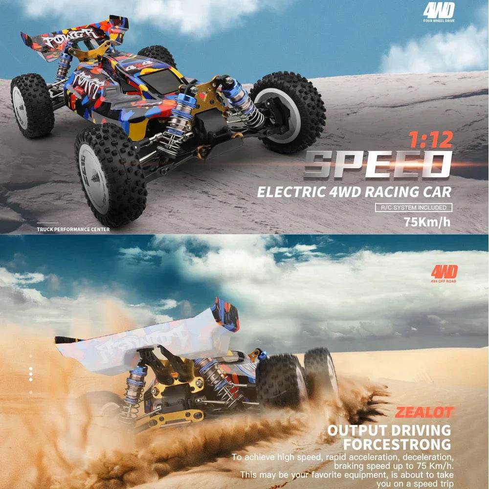RC 124007 & 124019 High-Speed 1:12 Electric 4WD RC Racing Cars - 75KM/H & 55KM/H Drift Crawler with 3000mAh Battery - ToylandEU