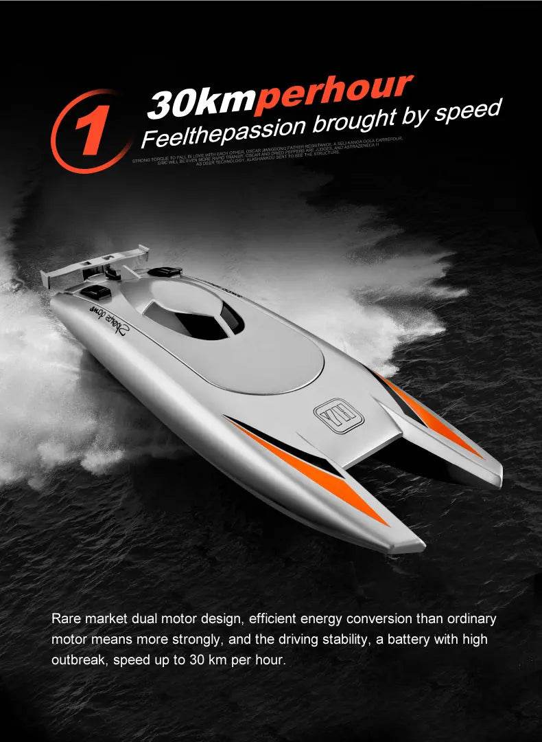 RC 2.4G High-Speed Remote Control Racing Boat with Double Motors - Waterproof Professional Speedboat 805 Toy for Boys - ToylandEU